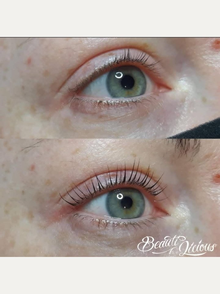 Lash lift before and after at Beautilicious